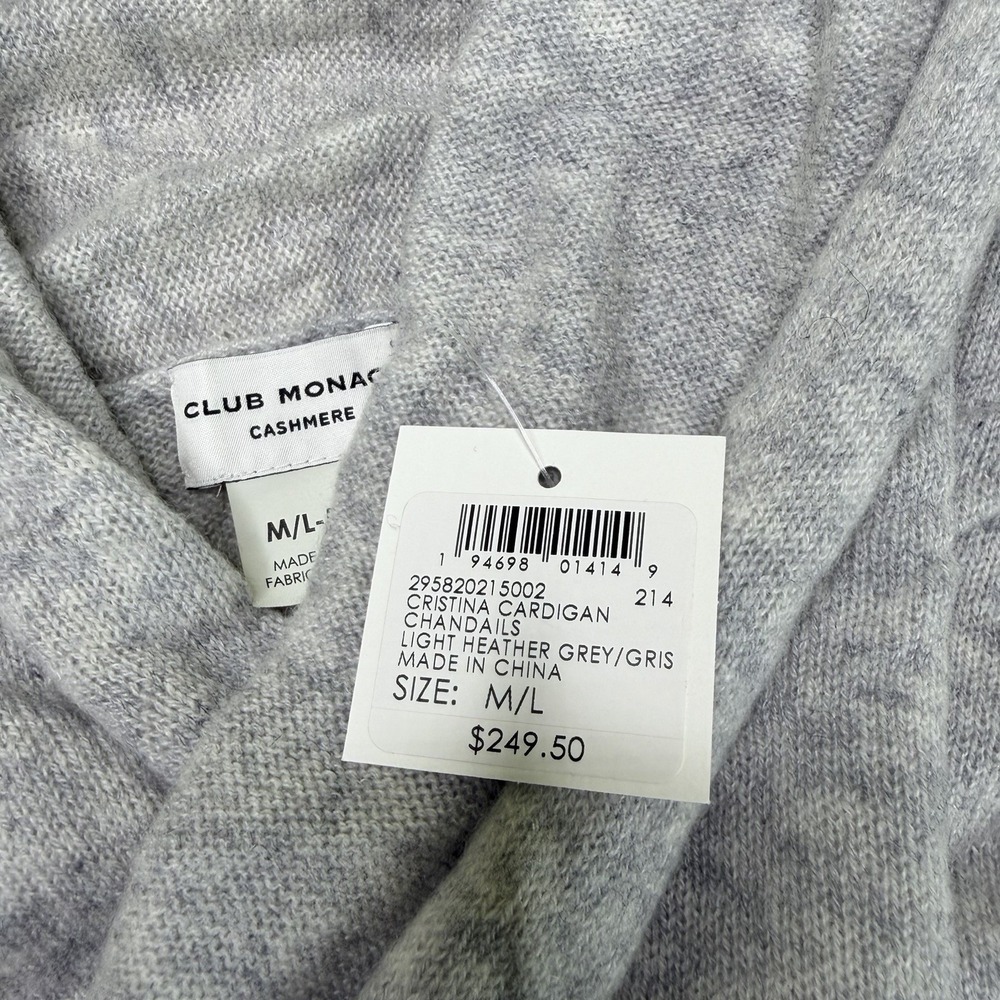 NWT Club Monaco Women's Cristina Cashmere Open-Front Cardigan Sweater Gray M/L - Picture 4 of 13